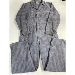 Vintage Blue Bell Herringbone Denim Coveralls Mechanic Railroad Sz 42 Regular